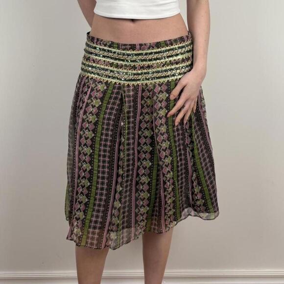 Vintage Free People multicoloured midi skirt with sequin belt design. - Picture 2 of 6